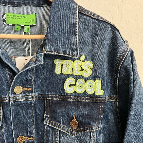 FREE PEOPLE x SANDRINE ROSE Women’s Tres Cool Oversized Denim Jacket Size Large - Picture 7 of 10